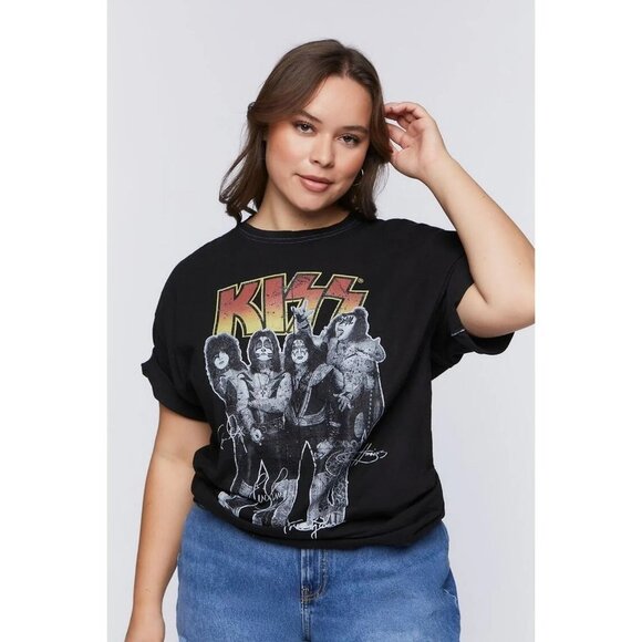 NWT FOREVER 21 Unisex Plus Size KISS Graphic Tee Size 0X/1X Color Black - Picture 1 of 8